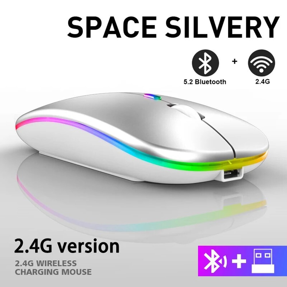 Ergonomic Gaming Wireless Mouse RGB Rechargeable Bluetooth LED Backlit