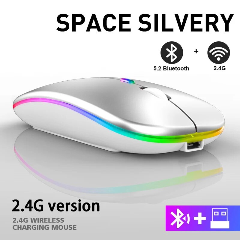 Ergonomic Gaming Wireless Mouse RGB Rechargeable Bluetooth LED Backlit