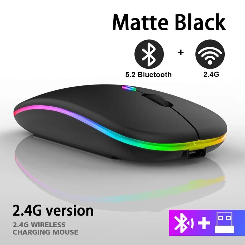 Ergonomic Gaming Wireless Mouse RGB Rechargeable Bluetooth LED Backlit