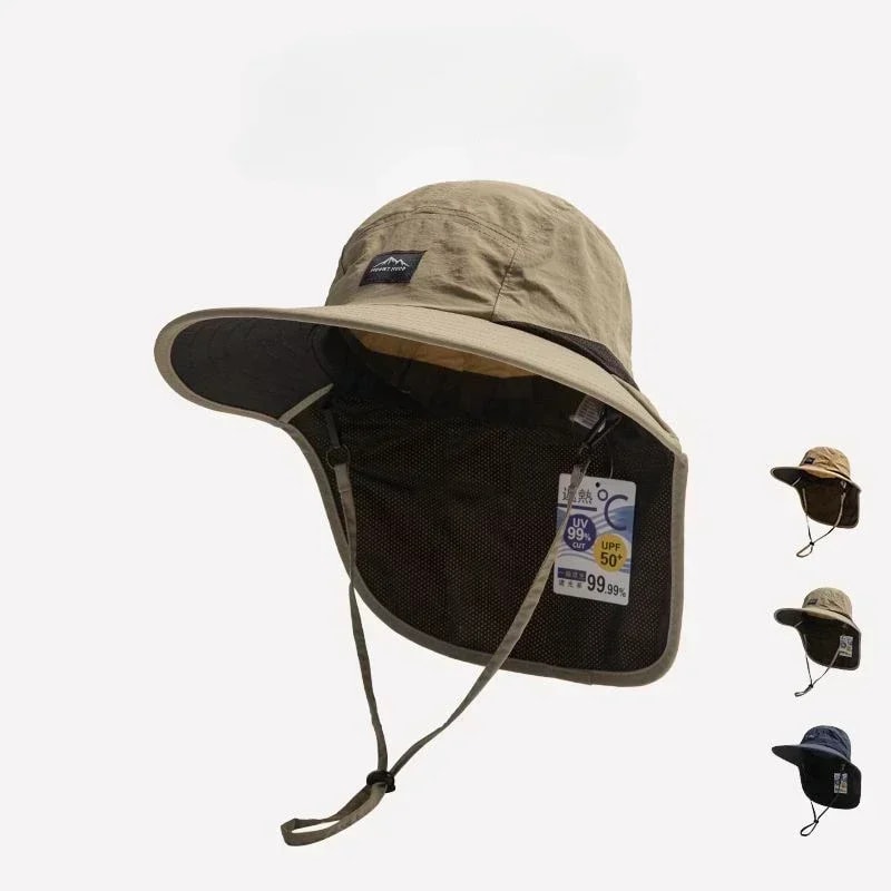 Quick-Drying Panama Bucket Hat with Tied Neck Protection for Outdoor Activities