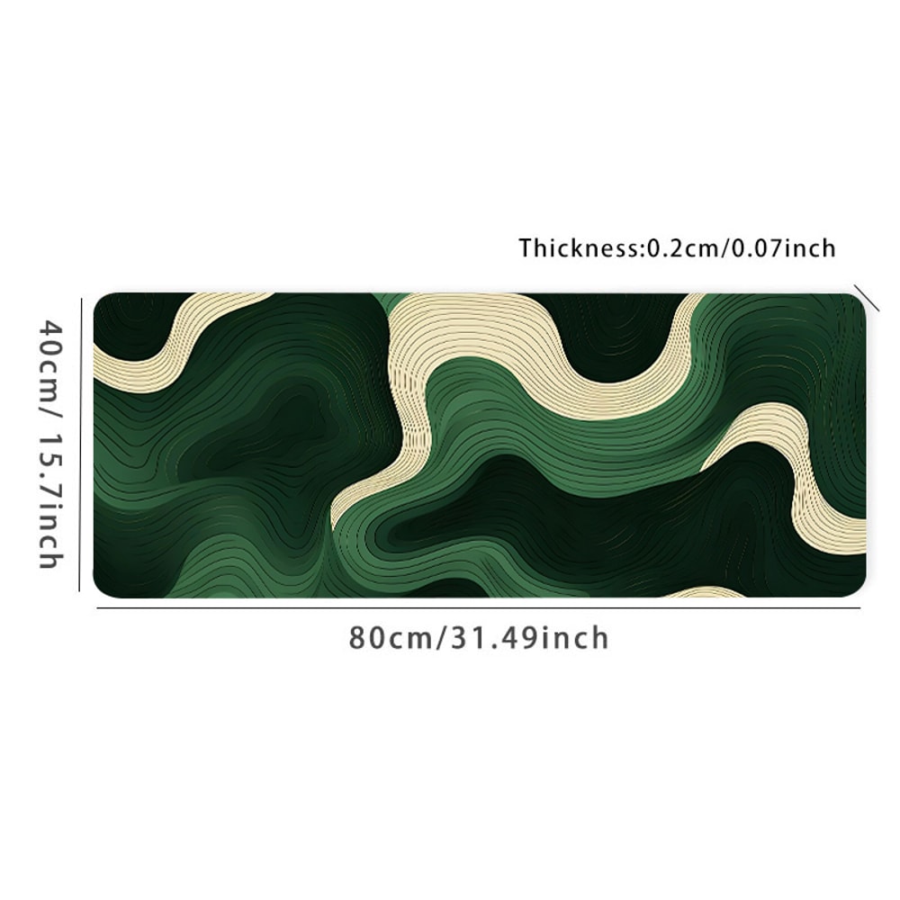 Mouse Pad Large Desk Pad, Green and Beige Abstract, Natural Rubber, Anti Slip Office Desk Mat, Perfect Gift for Teens