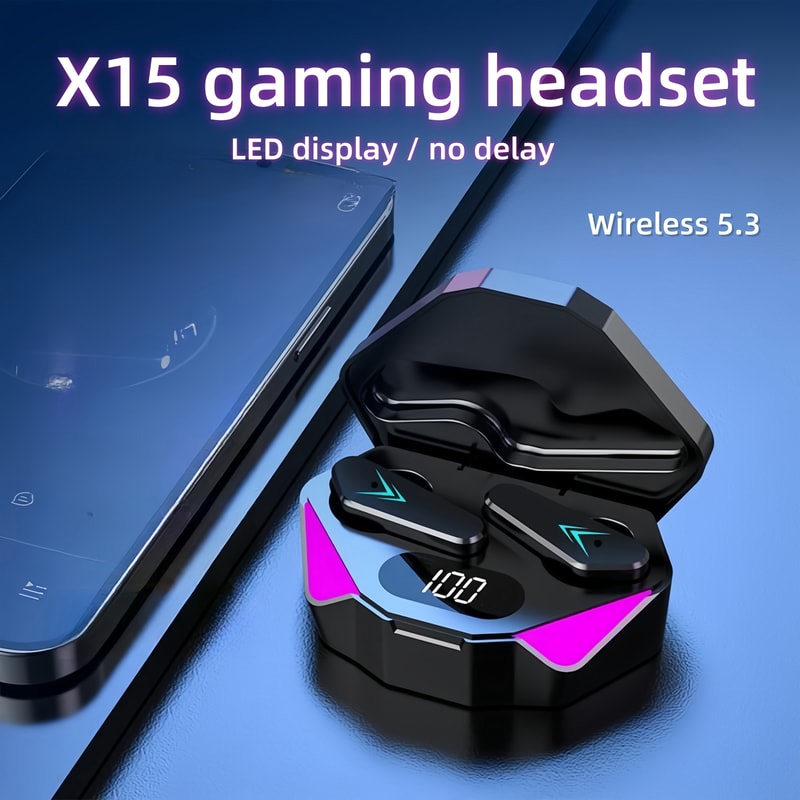 X15 TWS Wireless Bluetooth Headset LED Display Gamer Earbuds With Mic Wireless Headphones Noise Can 3