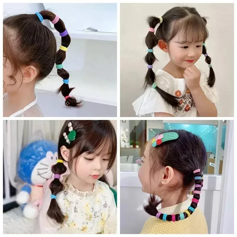 Elastic Hair Ties for Girls, Colorful Nylon Ponytail Hold Scrunchie, Fashion Hair Accessories