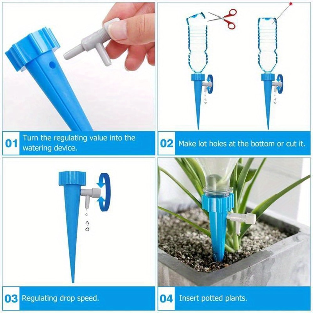 Self Watering Spike Automatic Drip Irrigation System Adjustable Water Dripper For Flower Plants And 3