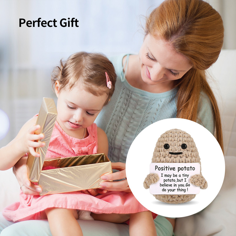 Positive Energy Cute Handwoven Potato Doll, Plush Knitting Room Decoration, Funny Birthday and Christmas Gift