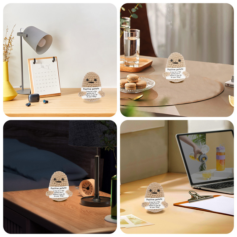 Positive Energy Cute Handwoven Potato Doll, Plush Knitting Room Decoration, Funny Birthday and Christmas Gift