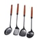 Stainless Steel Kitchen Utensils, Wooden Handle Sabli Spatula, Black Soup Spoon, Golden Kitchen Tools, Leaking Spatula