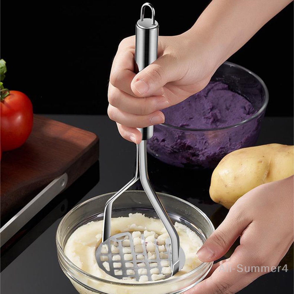 Stainless Steel Mud Press Masher, Potatoes Crusher, Kitchen Gadget Puree Juice Maker for Cocina