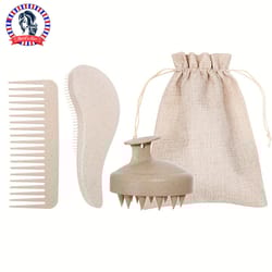 portable silicone scalp massager, eco-friendly hair brush set with soft bristles & colorful gift set for normal hair