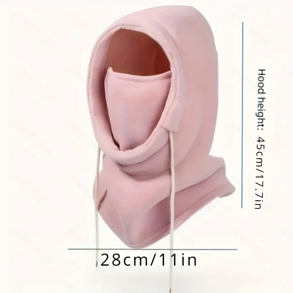 Winter Balaclava Hooded Scarf Warm Neck Gaiter For Skiing Cycling Outdoor Activities Black Pink K 4