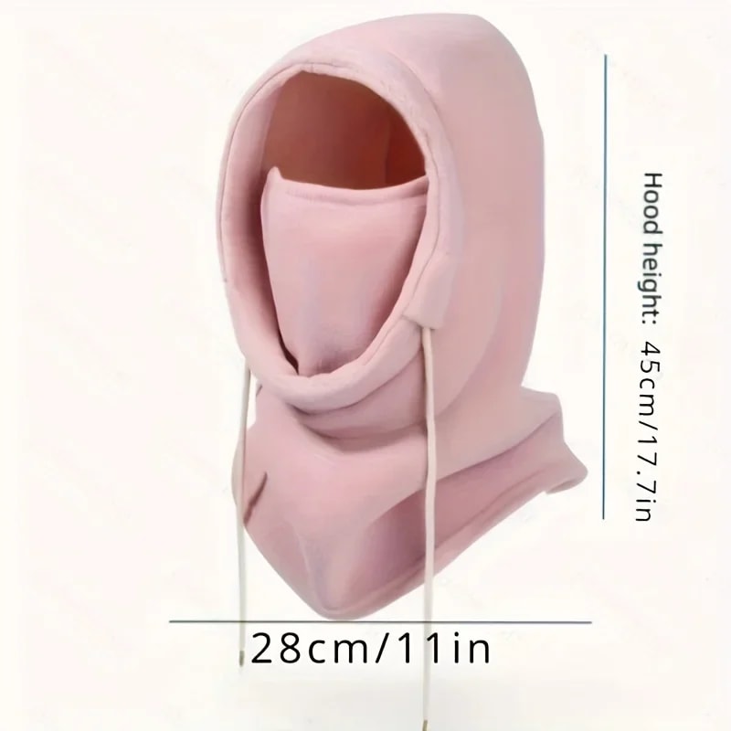 Winter Balaclava Hooded Scarf Warm Neck Gaiter For Skiing Cycling Outdoor Activities Black Pink K 4