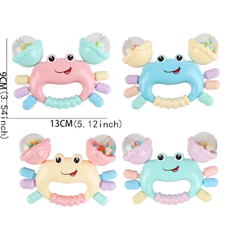 Early Development Crab Rattle Baby Toys, Random Color Teether for Newborn Babies