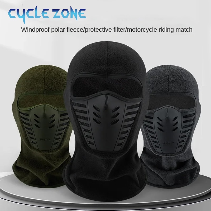 Mask Winter Thermal Motorcycle Balaclava, Dustproof Fleece Cap for Ski Cycling Riding
