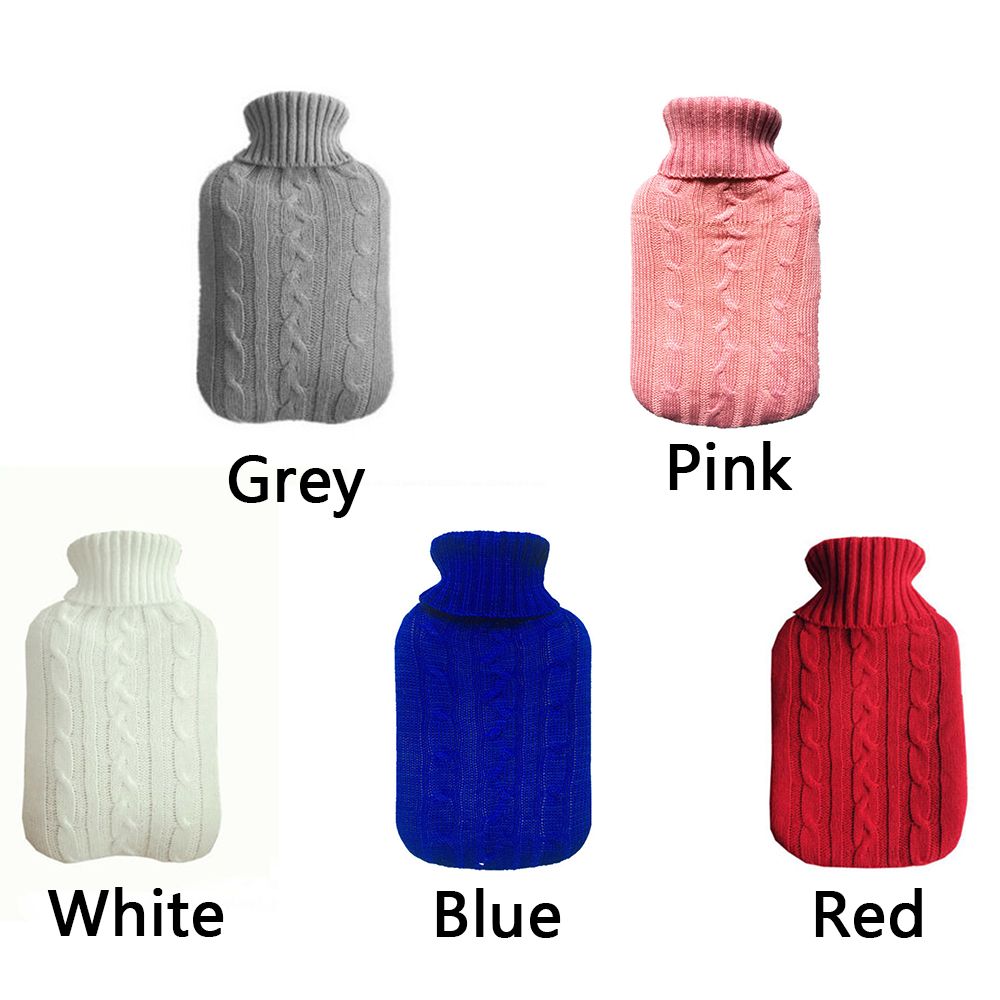 Warm Faux Fur Fleece Knitted Cover For Large Natural Rubber Hot Water Bottle Bag 3
