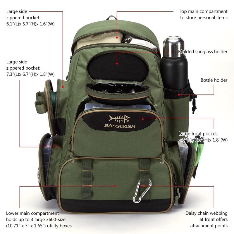 Lightweight Tactical Fishing Bag Tackle Backpack, Multifunctional Tackle Box