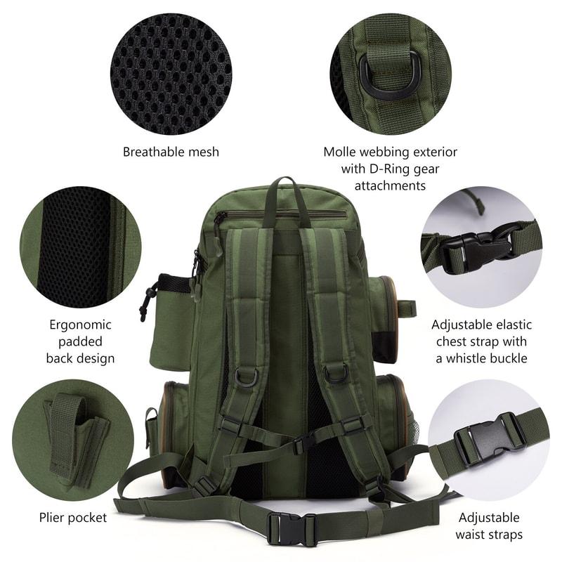 Lightweight Tactical Fishing Bag Tackle Backpack, Multifunctional Tackle Box
