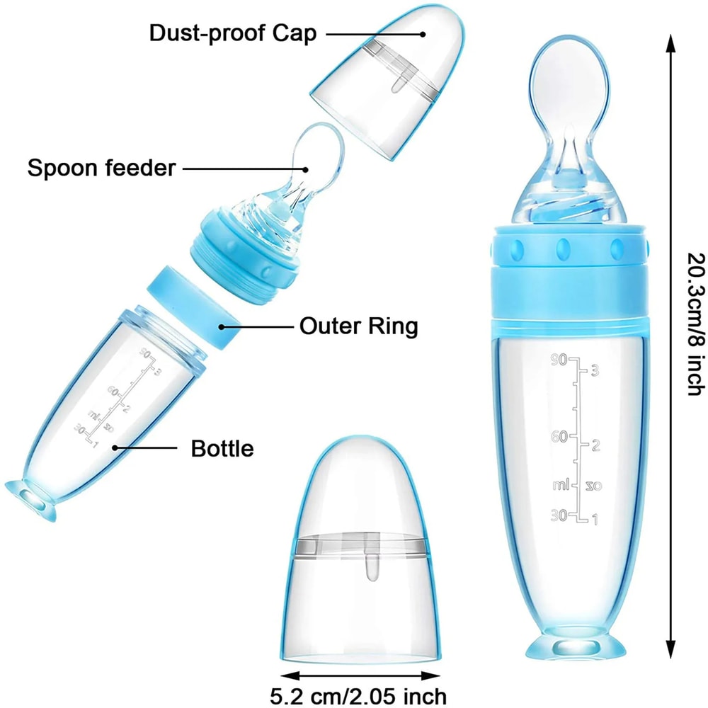 Squeeze Feeding Spoon, Depressible Silicone Bottle, Training Feeder