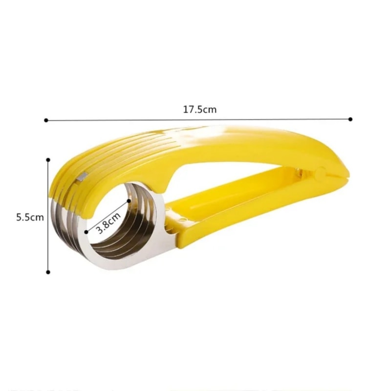 Stainless Steel Banana Slicer, Curved Handle Chopper for Cutting Fruits, Vegetables, and Sausage in Kitchen