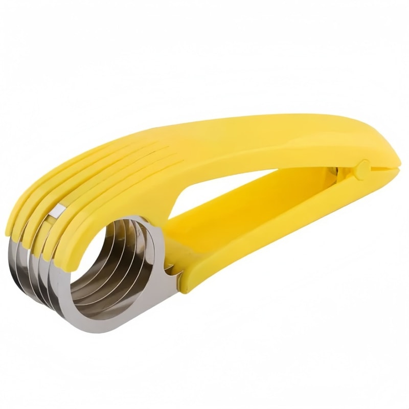 Stainless Steel Banana Slicer, Curved Handle Chopper for Cutting Fruits, Vegetables, and Sausage in Kitchen