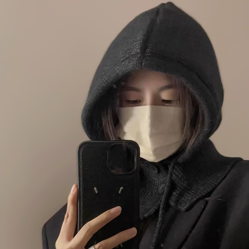 Winter Fashion Hats Wool Knitted Scarf Set Balaclava Hooded Caps Neck Warmer Shawl Gothic Beanies P 2