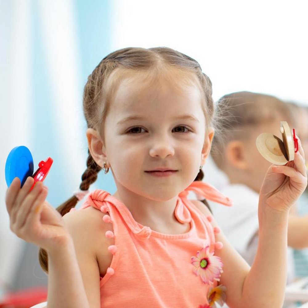 Kids Rhythm Castanets, Wooden Musical Instrument for Children, Fun Educational Toys