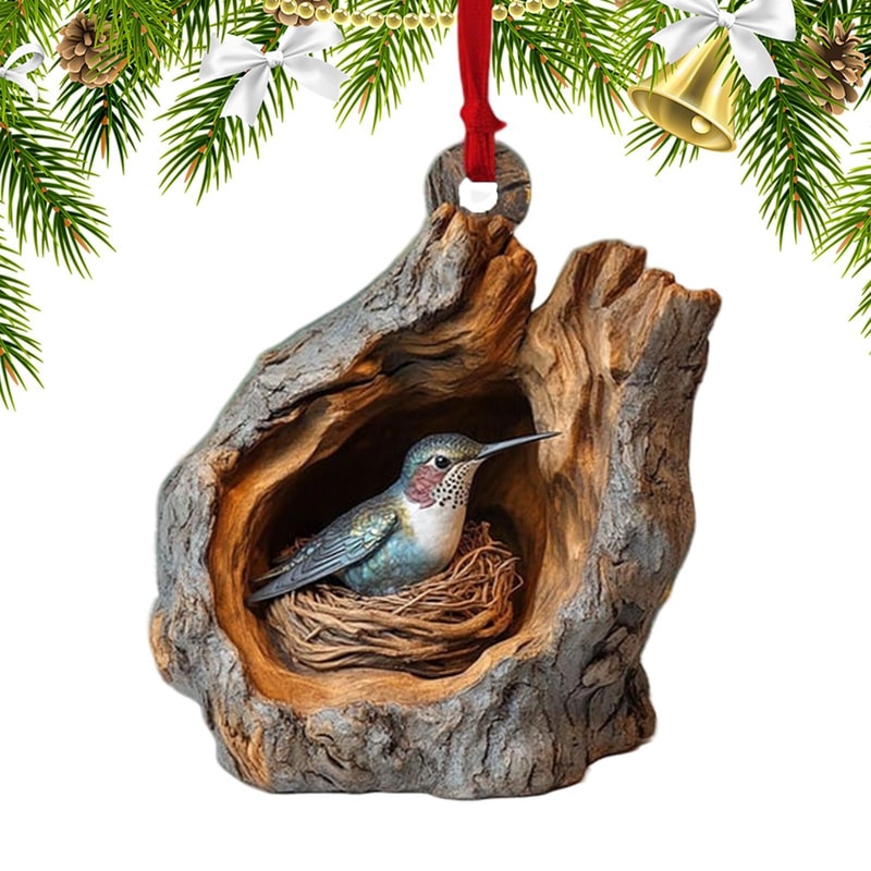 Cute Christmas Acrylic Pendant Animal Wildlife Ornaments Raccoon Owl Squirrel Hedgehog Bunny Bird D 3