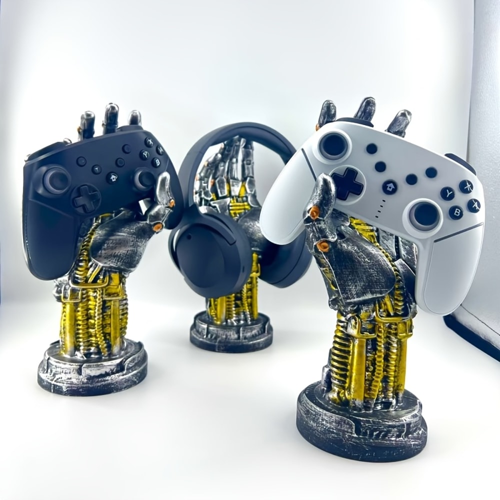 Cyberpunk Mechanical Arm Desktop Headphone Stand, New Creative Games Controller Sculpture Decoration