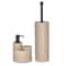 Durable Resin Bathroom Organizer Sandstone Bath Accessory Set Soap Pump Toothbrush Holder Tumbler 2
