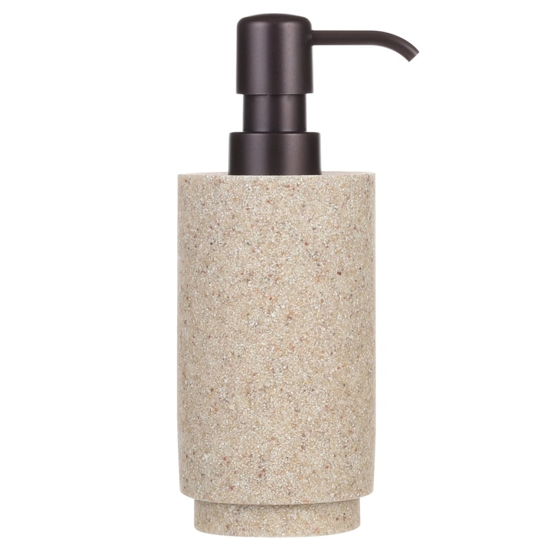 Durable Resin Bathroom Organizer Sandstone Bath Accessory Set Soap Pump Toothbrush Holder Tumbler 3