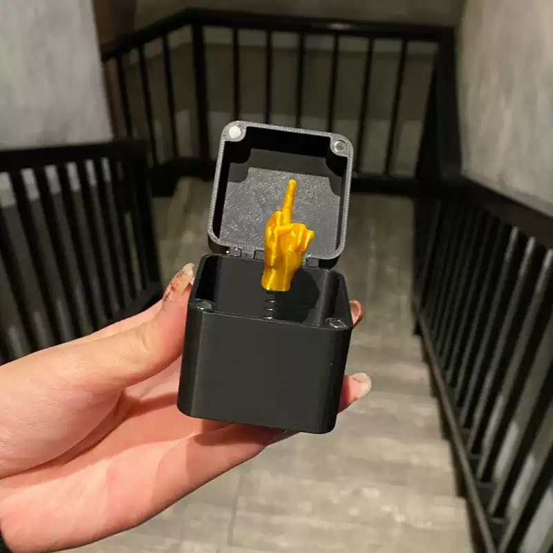 Middle Finger in Box - Funny Desk Decor Gag Gift, Novelty Office Toy for Halloween, Christmas & Birthday