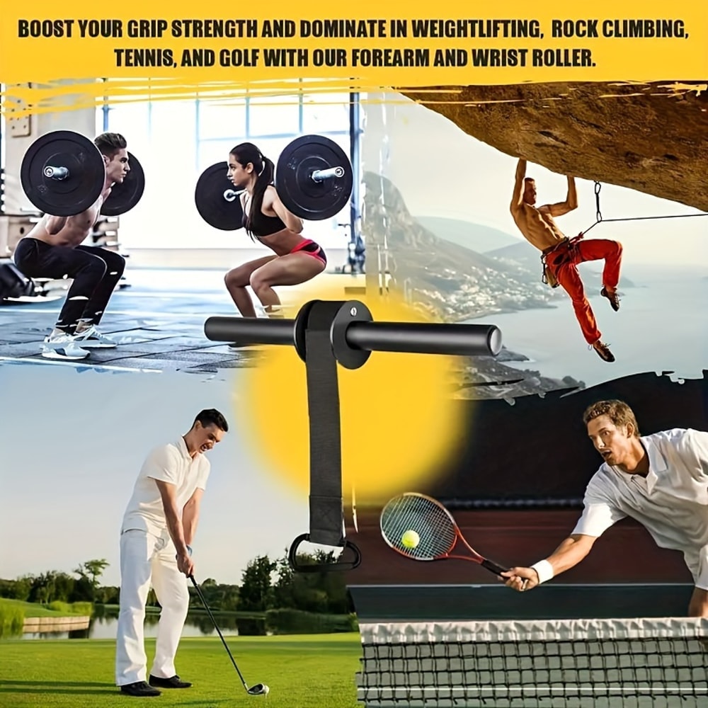 Muscle Training Stick, Iron Wrist Forearm Strengthener, Strength Equipment, Outdoor Sports Gear, Black Universal Size