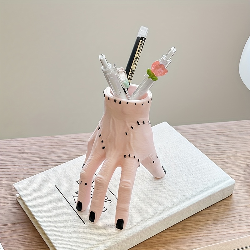 Durable Portable Hand Shaped Resin Pen Holder, Stylish Holder For Pencil Pen, Stationery and Makeup Brush Storage