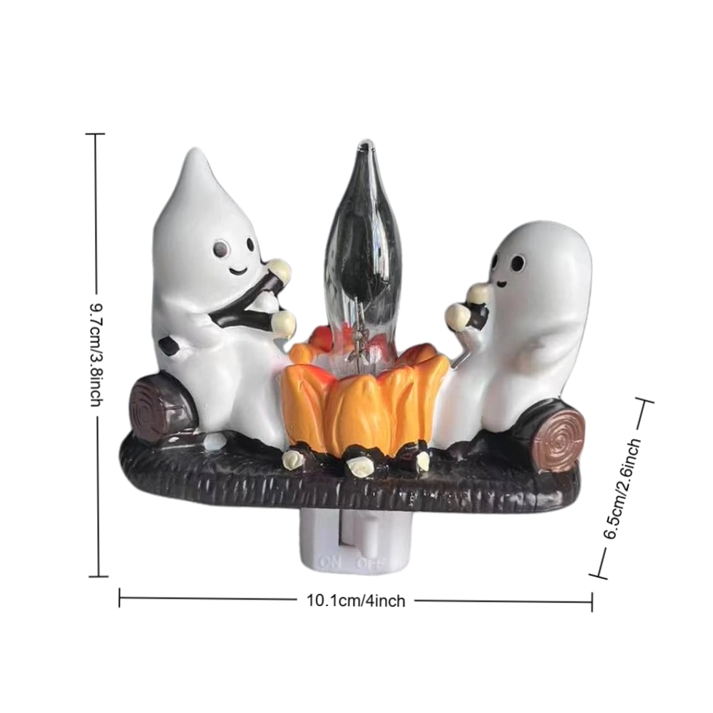 Cute Ghost Design, Halloween Ghost Statue with Lights, Desktop Home Holiday Decoration Item, Atmospheric Lighting Effect