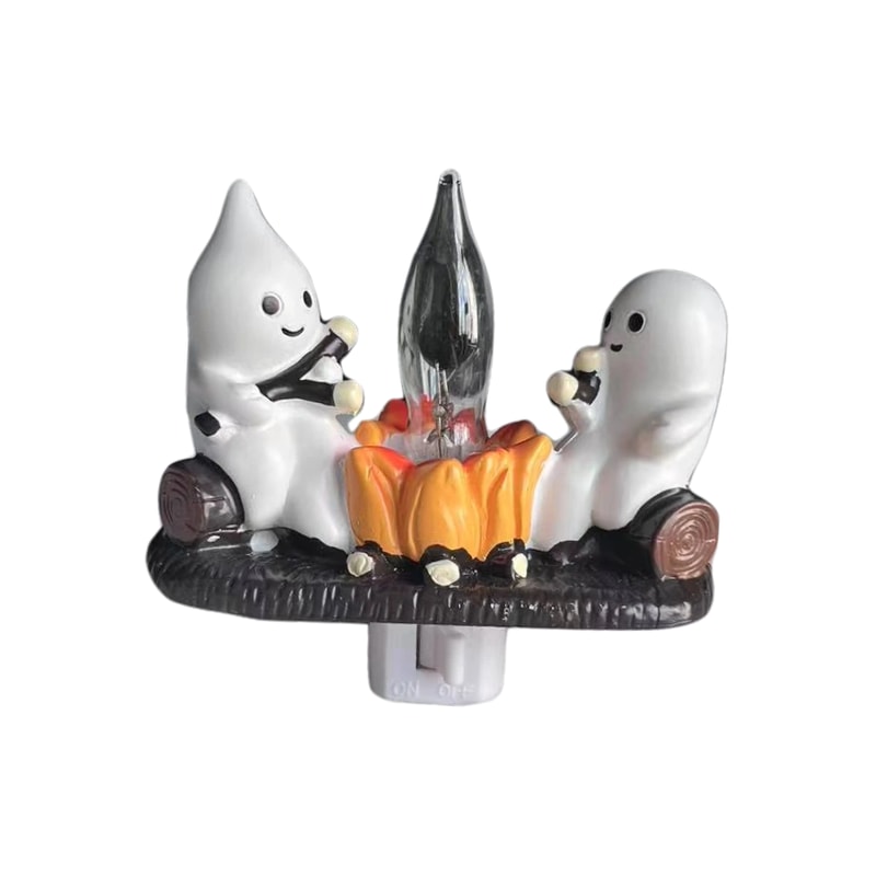 Cute Ghost Design, Halloween Ghost Statue with Lights, Desktop Home Holiday Decoration Item, Atmospheric Lighting Effect