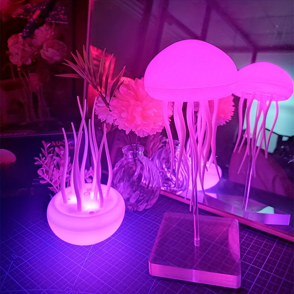 Cute Jellyfish Bedside Lamp RGB Gradient, Cartoon Jellyfish Night Light, Voice Control Type C Charging LED Night Lamp