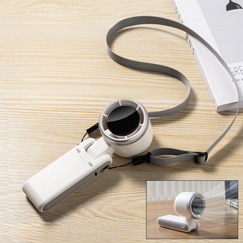 Summer New Hand held Fan, Folding High speed Turbo Fan, Desktop Portable LED Adjustment Student Fans, Hanging Neck
