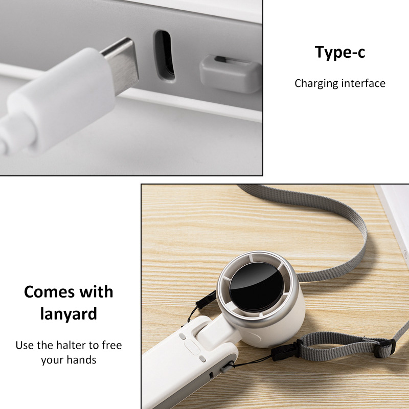 Summer New Hand held Fan, Folding High speed Turbo Fan, Desktop Portable LED Adjustment Student Fans, Hanging Neck
