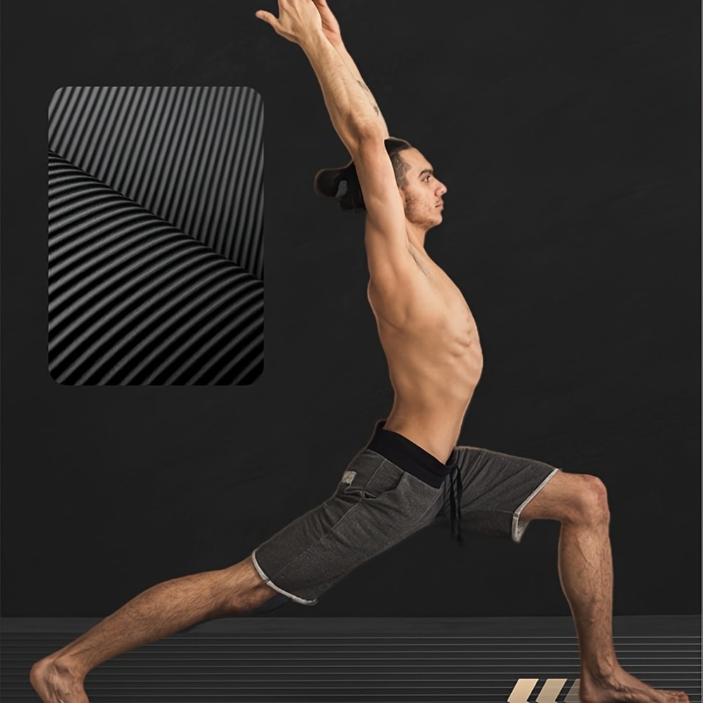 Durable NBR Rubber Yoga Mat, Thickened Non Slip Soft Black Mat, Home Fitness Training Equipment and Workouts