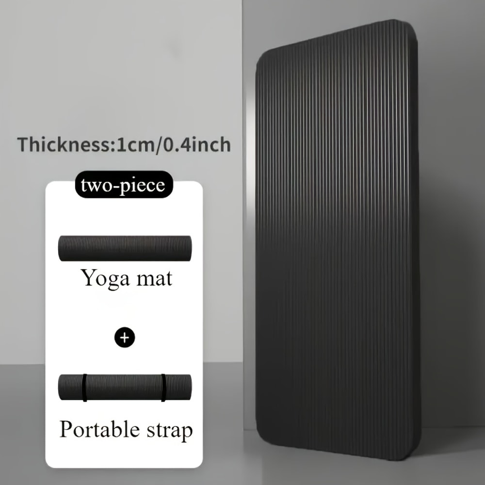 Durable NBR Rubber Yoga Mat, Thickened Non Slip Soft Black Mat, Home Fitness Training Equipment and Workouts