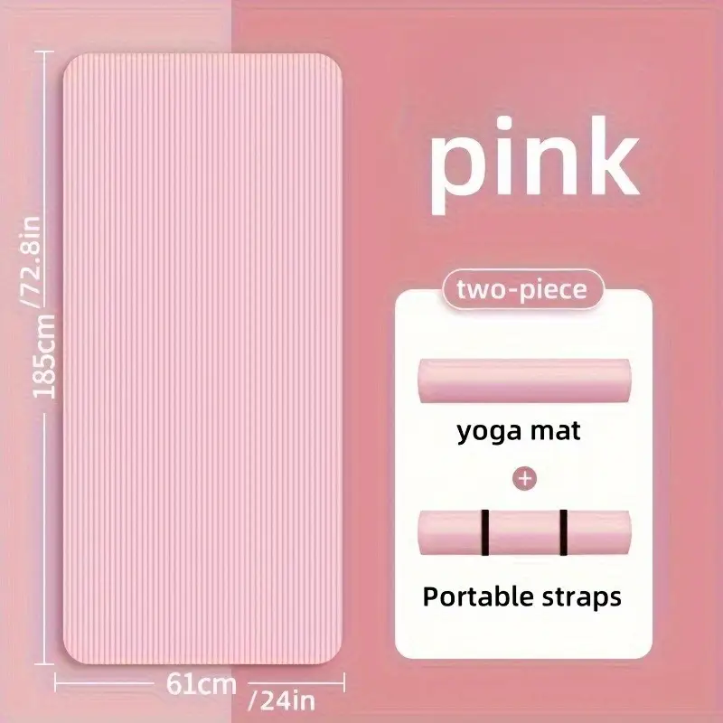 Durable NBR Rubber Yoga Mat, Thickened Non Slip Soft Black Mat, Home Fitness Training Equipment and Workouts