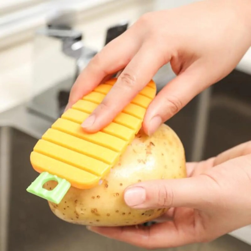 Dishwasher Safe Kitchen Brush for Fruits Vegetables, Flexible Vegetable Cleaning Brush Scrubber for Potato Carrot Apple