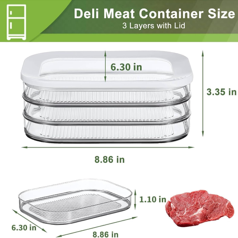 Frozen Plastic Kitchen Refrigerator, Fresh-Keeping Box With Lid Food Grade, Special Storage Box Deli Meat Containers