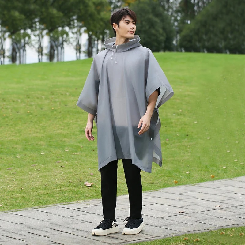 Hood Waterproof Thicken Poncho, Reusable Raincoat with Drawstring, Travel Bicycle Ponchos, Adults Outdoor Rain Coat