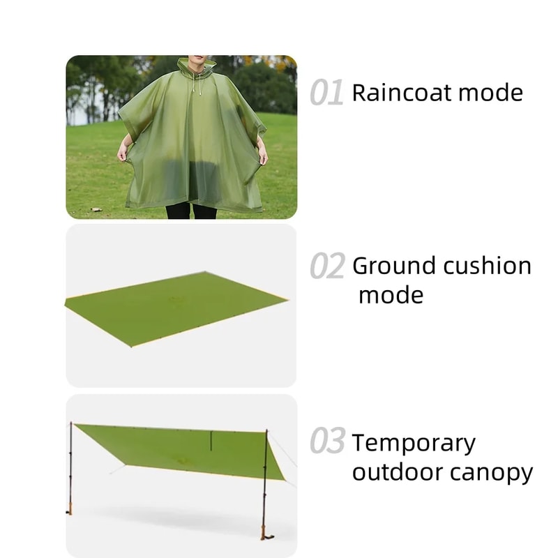 Hood Waterproof Thicken Poncho, Reusable Raincoat with Drawstring, Travel Bicycle Ponchos, Adults Outdoor Rain Coat