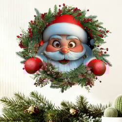 santa claus wreath stickers, christmas home decoration wall stickers, perfect for decorating christmas day home decor