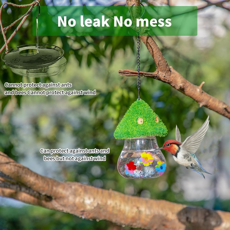 Mushrooms Wind Chimes, Hummingbird Feeder Bird, Hanging Station for Outdoor Garden Decor