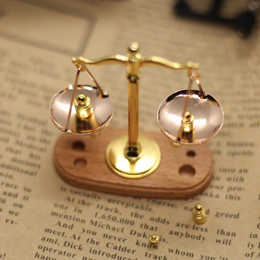 Miniature Accessories Antique Justice, Scale Model, Mini Vintage Balance Scales Ornament, Kids Gift for Home