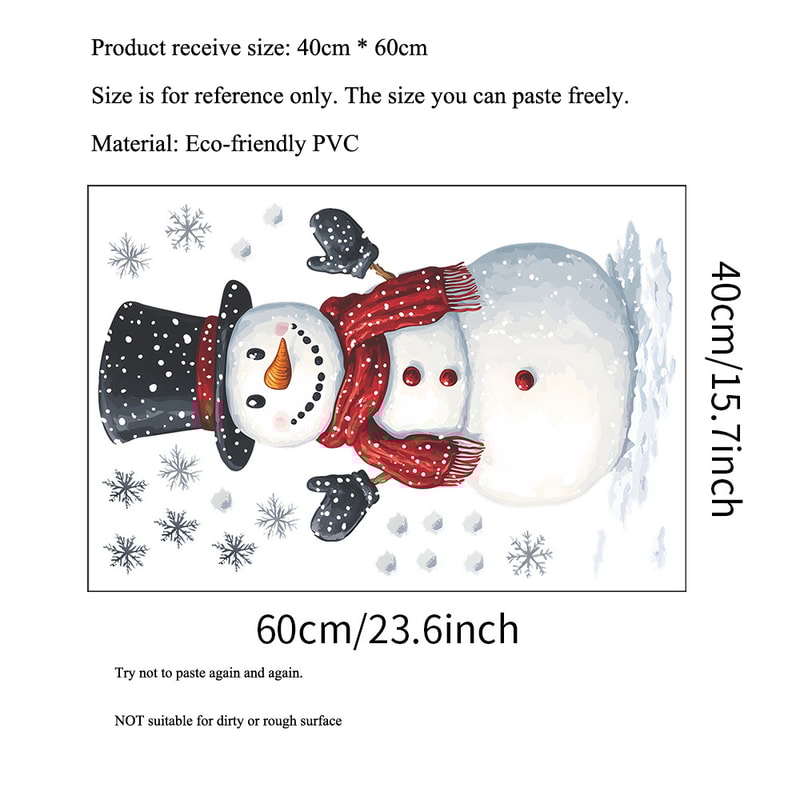 Snowman Snowflake Christmas Wall Stickers, New Year Mural Decoration, Self-adhesive Room Decor