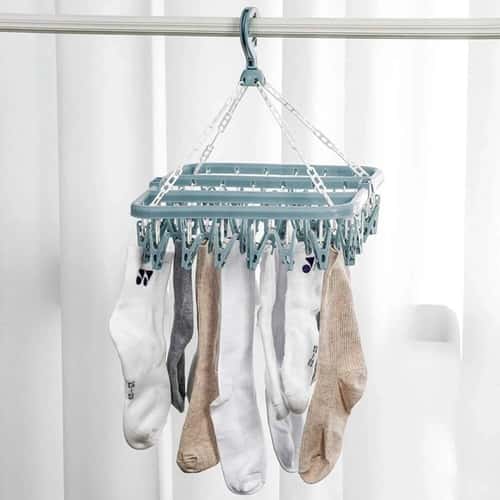 Socks Underwear Drying Rack, Clothes Hanger with Clips, Folding Laundry Hanging Stand