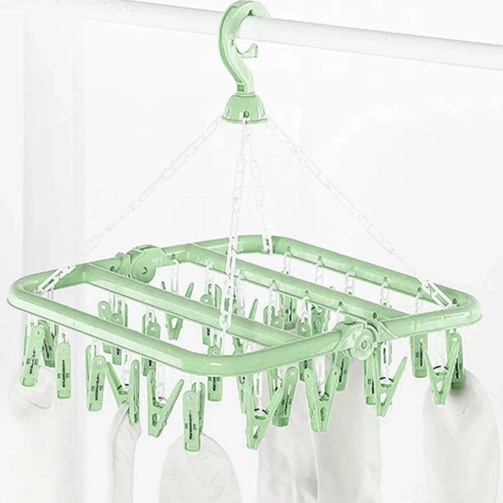Socks Underwear Drying Rack Clothes Hanger With Clips Folding Laundry Hanging Stand 4